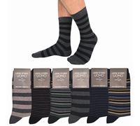 LEON D'ORO Calcetines de hombre cálidos de algodón cortos 6 pares calcetines hombre invierno fantasía calcetines moda Made in Italy, ASS.RIGA, 40-45