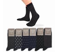 LEON D'ORO Calcetines de hombre de algodón cortos, 6 pares, ligeros, hilo de Escocia, lunares a rayas, fantasía, fabricado en Italia (FR/ES, Números, 40, 45, Regular, Regular, Surtido de color crav)