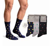 LEON D'ORO Calcetines de hombre de algodón cortos ligeros de hilo de Escocia calcetines de verano lunares rayas fantasía Made in Italy, Surtido FANNY 3 pares, 40-45