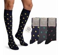 LEON D'ORO Calcetines de hombre de algodón largos ligeros de hilo de Escocia calcetines de verano lunares rayas fantasía Made in Italy, 3 Pares Funny, Talla única