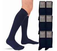 LEON D'ORO Calcetines de hombre largos de algodón hilo de Escocia puntera talón reforzados costuras planas Made in Italy, 6 Pai Blue, Talla única