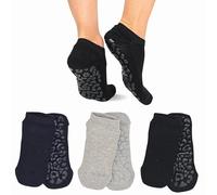 LEON D'ORO Calcetines de mujer Pilates antideslizantes 3 pares calcetines yoga fitness baile Made in Italy, 3 pares ASS, 35-41