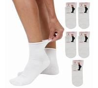 LEON D'ORO Calcetines de mujer sanitarios sin elástico para diabéticos 5 pares algodón ligero verano Made in Italy, 5 Pares Blanco, 35-41