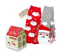LEON D'ORO Calcetines de Navidad para niño, antideslizantes, para niña, caja de regalo de Navidad, fabricado en Italia, ASS1, 35-40