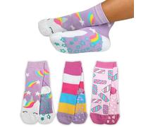 LEON D'ORO Calcetines de niña antideslizantes de algodón, 3 pares de calcetines para niña, ABS, escuela, casa, hinchables, fabricados en Italia (IT, número, 35, 40, ASS3, 3 pares), ASS5 3 Pares, 23-28