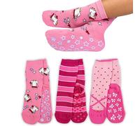 LEON D'ORO Calcetines de niña antideslizantes de algodón, 3 pares de calcetines para niña, ABS, escuela, casa, hinchables, fabricados en Italia (IT, número, 35, 40, ASS3, 3 pares), ASS4 3Pair, 23-28