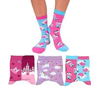 LEON D'ORO Calcetines de niña de algodón elástico para niña, fantasía, fabricados en Italia, ASS-SPAIATI 3 PARES, 29-34