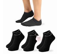 LEON D'ORO Calcetines mujer algodón ligero corto calcetines mujer hilo de Escocia zapatillas fantasmini mujer Made in Italy, NEGRO 3 PARES, Talla única