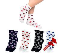 LEON D'ORO Calcetines mujer algodón sin elástico calcetines mujer cortos moda 4 pares de los cuales 1 regalo calcetines niña Made in Italy, PE ASS1, Talla única