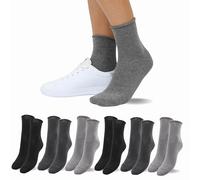 LEON D'ORO Calcetines mujer sin elástico, calcetines mujer cálido algodón 3/6 pares calcetines cortos moda Made in Italy, 410-6pairs Classic, Talla única