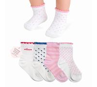 LEON D'ORO Calcetines para niña de algodón ligero, 4 pares, calcetines de verano 0/6 meses -6/12 meses -12/18 meses, fabricados en Italia, FANTASÍA-ASS 1, 6- 12 meses