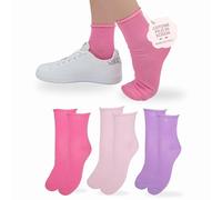 LEON D'ORO Calcetines sin elástico mujer algodón ligero calcetines mujer hilo de Escocia Made in Italy, 520-3 Pares ASS Pink, Talla única