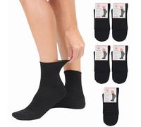 LEON D'ORO Calcetines sin elástico mujer algodón para diabéticos Calcetines para hospital ancianos Made in Italy, 5 Pares Negro, 35-41