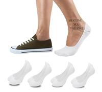 LEON D'ORO Protector de pies unisex de algodón, 4 pares, calcetines invisibles, BLANCO 4 PARES, 39-42