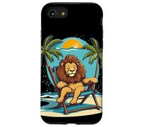 León durmiente en silla para amantes de la playa y las palmeras Carcasa para iPhone SE (2020) / 7 / 8