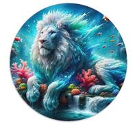 León Fantasía Puzzle de 1000 Piezas Redondo Papel para Adultos Mundo Submarino Juego de Puzzle