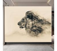 León Fotomurales, Gris Papel Pintado, No Tejido Murales Fotográfico, Mate Personalizable Papel Tapiz para TV Fondo Pared Dormitorio Sala de Estar 400 x 280 CM