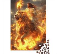 León fuego antorcha rompecabezas, 1000 piezas juego interior adulto | 38x26cm Cartón, Ejercicio Mental, Ajuste Preciso, Amantes Del Arte, Calma