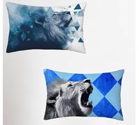 LeóN Funda Cojin 25x45cm Juego de 2, Animal Rectangular Funda Almohada con Cremallera Oculta, Impermeable Lino Fundas Cojines, Fundas de Cojines para Sofá Cama Silla o Jardín, Regalo Mujer 8-6887