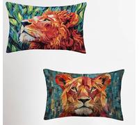 LeóN Funda Cojin 60x80cm Juego de 2, Animal Rectangular Funda Almohada con Cremallera Oculta, Suave Terciopelo Fundas Cojines, Fundas de Cojines para Sofá Cama Silla o Jardín, Regalo Mujer 7-2227