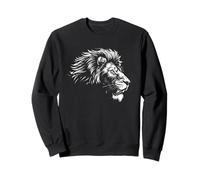 León, gato africano, dibujo blanco, colmillos Sudadera