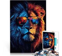 León Genial con Gafas de Sol Puzzles de 2000 Piezas para Adolescentes Juguete Educativo de Aprendizaje Interacción Entre Padres e Hijos 70x100cm