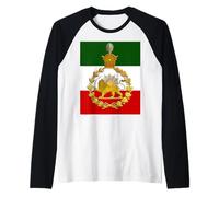 León iraní y Sol Pahlavi Corona Símbolo Patrimonio Camiseta Manga Raglan