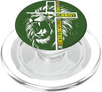 León Jesús Cruz Dios Bendiga Puedo Hacer Todo A Través de Cristo PopSockets PopGrip para MagSafe