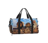 León, Leopardo y Tigre luchan por Comida (Impreso),Bolso Deportivo Bandolera de Mano, Bolsa de Deporte, Bolsa de Viaje de Gran Capacidad para Mujeres y Hombres.