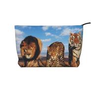 León, Leopardo y Tigre luchan por Comida (Impreso),Neceser de Pana, Neceser de Maquillaje portátil, Neceser de Viaje