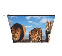León, Leopardo y Tigre luchan por la Comida Impresa., Bolsa de artículos de tocador Bolsa de Maquillaje Bolsa de cosméticos Bolsa de artículos de tocador de Viaje portátil