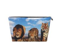 León, Leopardo y Tigre luchan por la Comida Impresa., Bolsa de artículos de tocador Bolsa de Maquillaje Bolsa de cosméticos Bolsa de artículos de tocador de Viaje portátil