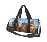 León, Leopardo y Tigre luchan por la Comida Impresa., Bolsa de Viaje de Gran Capacidad, Bolso Redondo, Bolsa de Viaje Deportiva, Bolsa de Mano, Bolsa de Fitness