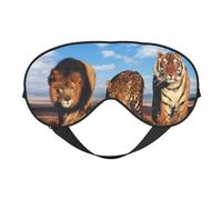 León, leopardo y tigre luchan por la comida impresa., Cubreojos completos Antifaz bloqueador de luz Antifaz para dormir Antifaz suave con los ojos vendados Noche