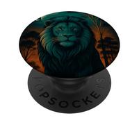 León majestuoso Debajo del Cielo de la Luna PopSockets PopGrip Adhesivo