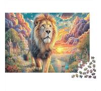 León Majestuoso Vida Salvaje 1000 Piezas Rompecabezas de Papel para Adultos Papel Grueso Ecológico Puzzle Educativo León Paisaje Decoración Regalo 52x38cm/1000pcs