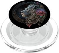 León Mandala Flores Arte Espacio Animal Zoo León PopSockets PopGrip para MagSafe