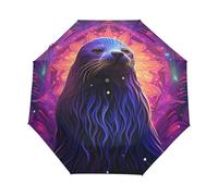 León Marino De Dibujos Animados Genial Paraguas Plegable Automático Paraguas de Viaje Mujer Niño Niña Protección UV Resistencia Viento Impermeable