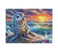 León Marino en el Arrecife Puzzle 500 Piezas Cartón Grueso para Adultos Noches De Juegos En Familia Regalo Ideal para Cumpleaños 500 PCS