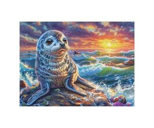 León Marino en el Arrecife Puzzle 500 Piezas Cartón Grueso para Adultos Noches De Juegos En Familia Regalo Ideal para Cumpleaños 500 PCS