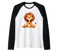 León Meditante Tranquilo Calma Serenidad Camiseta Manga Raglan