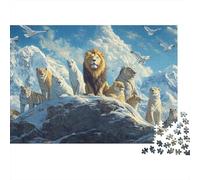 León Montaña Nevada Puzzle para Adultos Puzzle de 1000 Piezas Reino Animal Relajación Decoración hogar 52x38cm/1000pcs