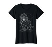 León Naturaleza Amante Cielo Estrellado Vintage Wildlife Graphic Camiseta gráfica económica, Mujer, Negro, M