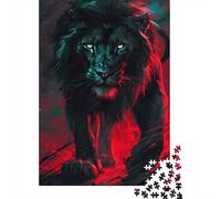 León Negro Puzzle de 1000 Piezas Papel para Adultos Arte Animal Dramático Puzzle para Toda la Familia Relajante Hogar 52x38cm/1000pcs