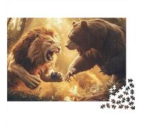 León Oso Puzzle de 1000 Piezas Puzzle para Adultos Juego de Puzzle 1000 Piezas Relajación Familia Decoración Regalo 52x38cm/1000pcs