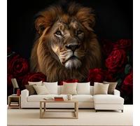 León Papel Pintado 500 x 280 CM, 3D Rosas Dormitorio Mate Fotomurales Pared, Impermeable Murales Papel Tapiz, No Tejido Sala de Estar Papel Tapiz Grande