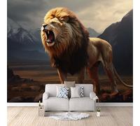León Papel Pintado Pared Panorámico 300×256cm, Salón Dormitorio Las Montañas Y Las Praderas Rugen Como Leones. Papel pintado tejido no tejido Decoración de Pared decorativos Murales Póster