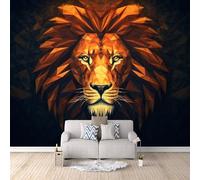León Papel Pintado Salón Dormitorio 150×105cm Patrón Abstracto Geométrico De León Fotomurales Pared Tejido No Tejido Decorativos Murales Fotográfico Moderno Decoración de Paredes