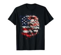 León patriótico bandera estadounidense 4 de julio León animal africano Camiseta