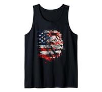 León patriótico bandera estadounidense 4 de julio León animal africano Camiseta sin Mangas